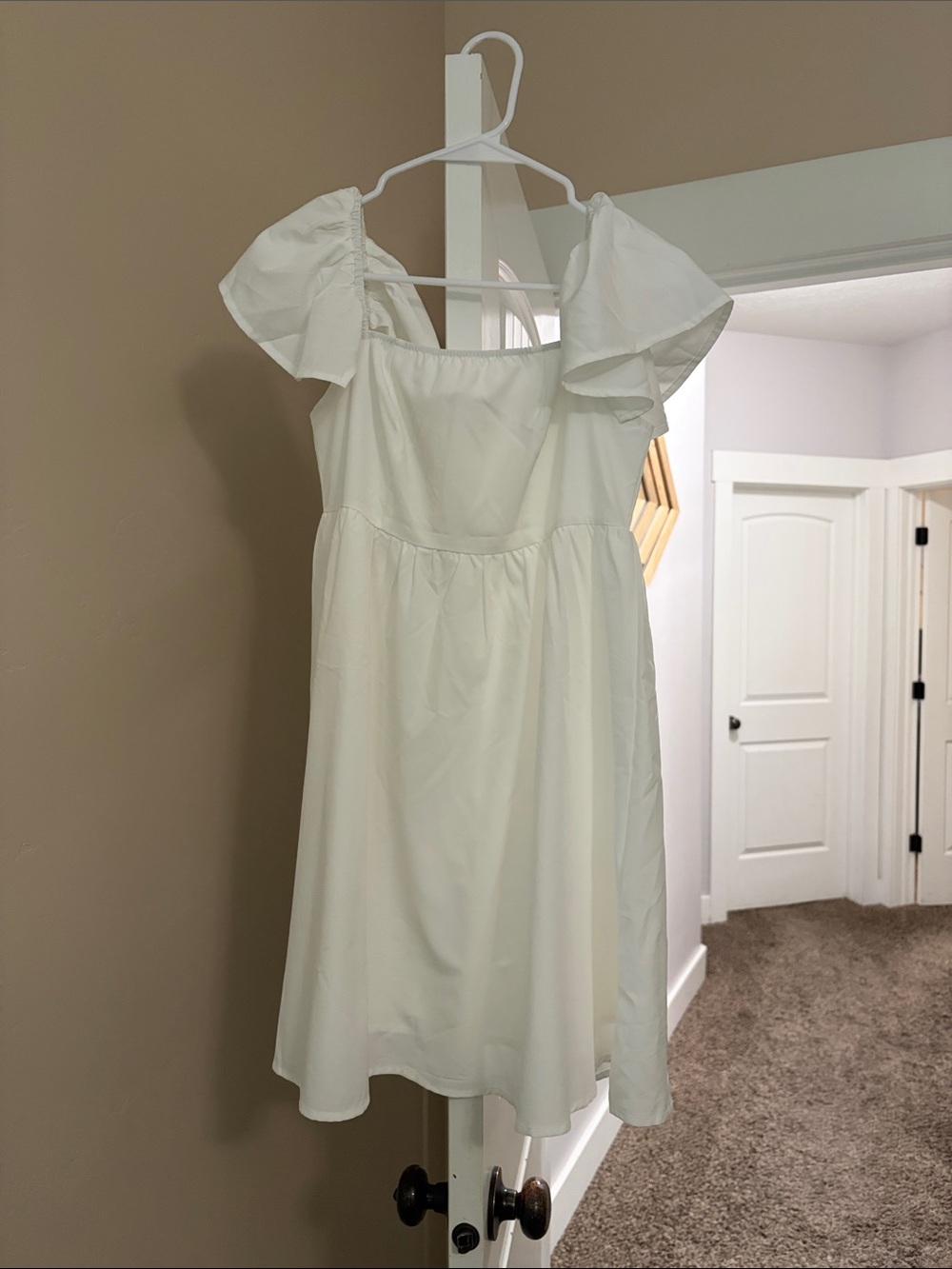 Michael Kors White Smocked Mini Dress with Zipper Detail